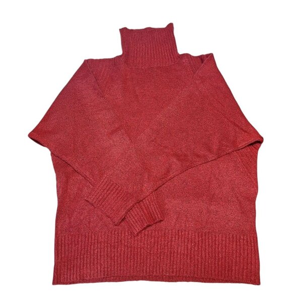 Double Zero Red Sweater Soft Womens Lovely Large Turtle Neck Bat Wing Warm - Picture 2 of 8